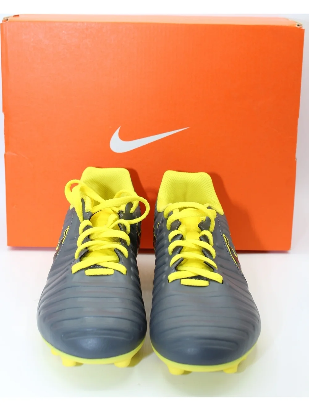 NIB Nike Tiempo JR LEGEND 7 Club FG Youth Soccer Cleats Shoes 3.5Y Gray & Yellow